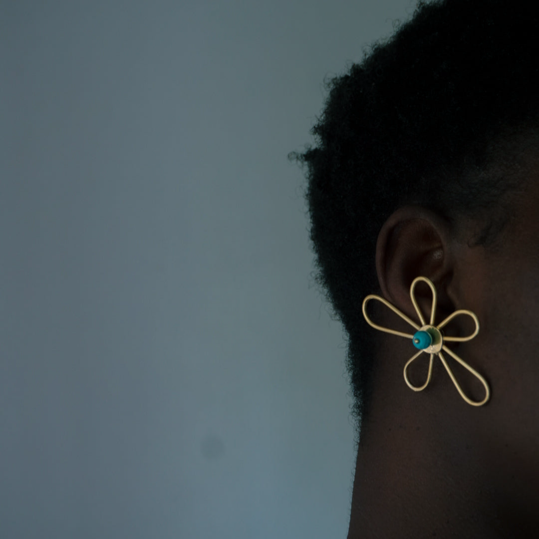 Boucles d'oreille en Bronze Whévo bleu turquoise