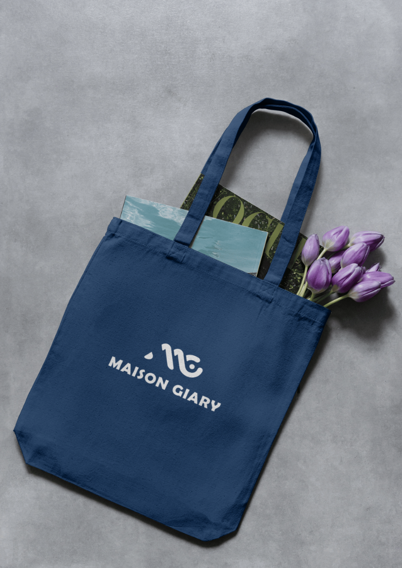 Tote Bag Bleu – Signature Logo MAISON GIARY