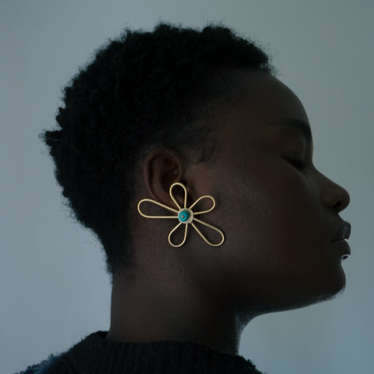 Boucles d'oreille en Bronze Whévo bleu turquoise